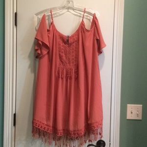 NWT Boutique Cold Shoulder Dress with fringe